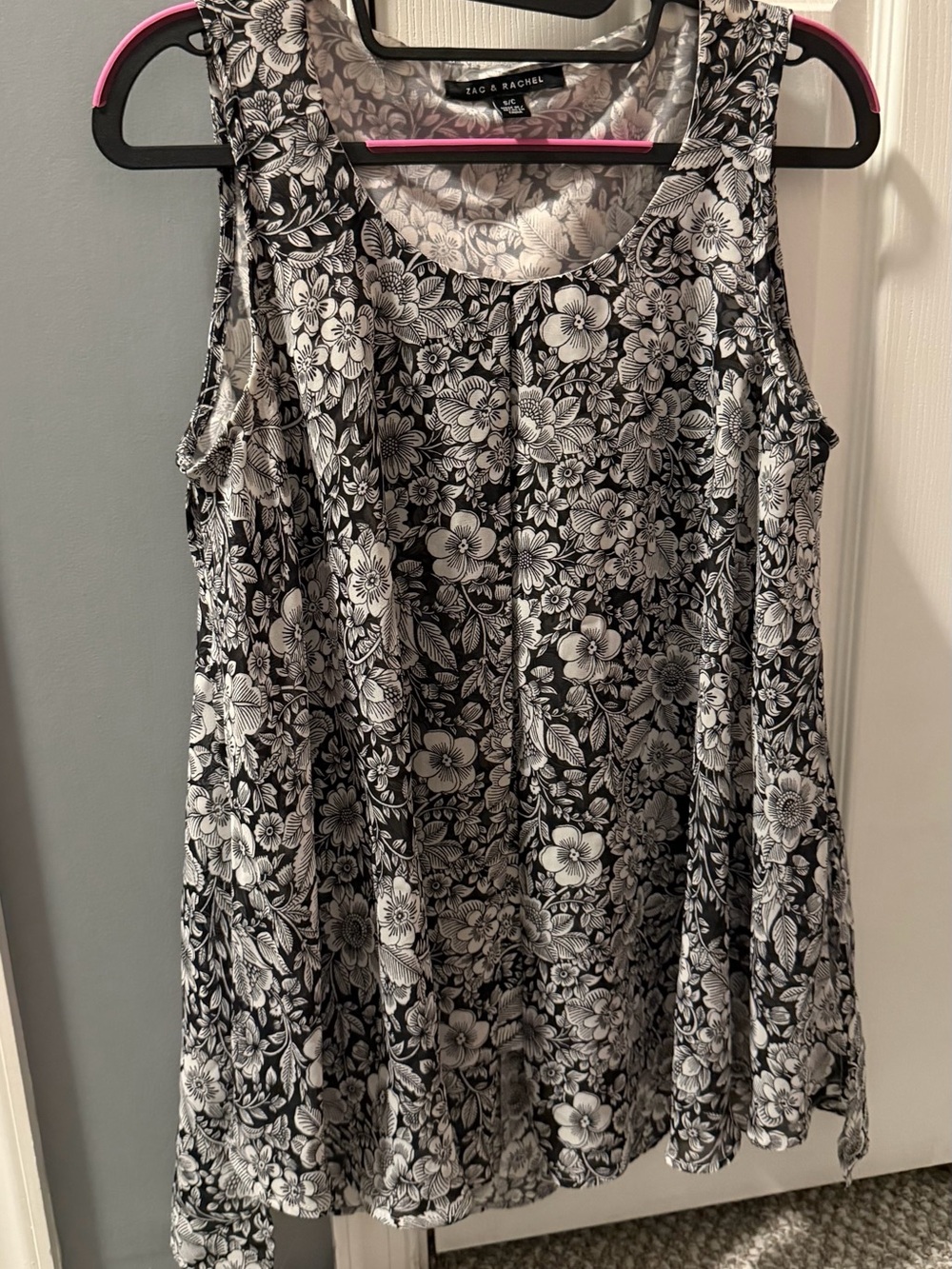 Zac & Rachel Black & White Floral layered Sleeveless Top S/C